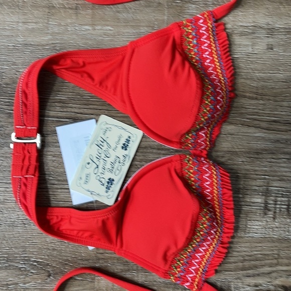 Lucky Brand Swimsuit Top Red Spice Small - Picture 2 of 6